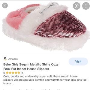 New! bebe girls pink non skid slippers size9/10